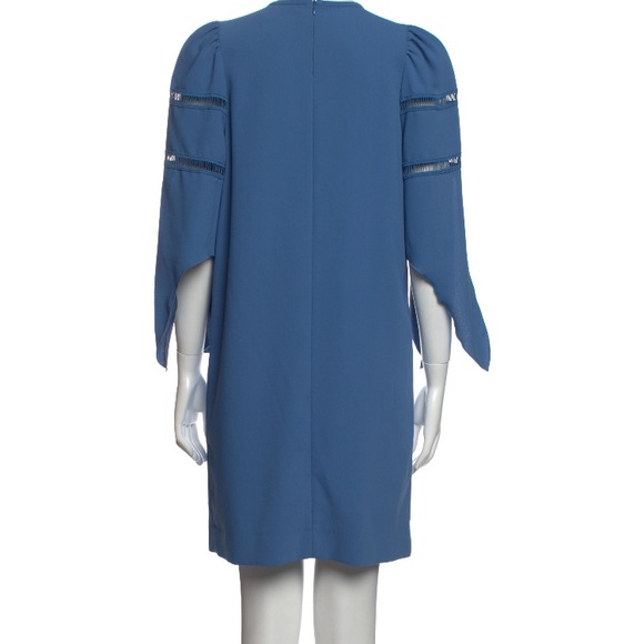 💙SEE BY CHLOE—Size 4 , Dusty Blue Shift Dress, Geometrical Cut / Tie Sleeves 💙 - Picture 15 of 16